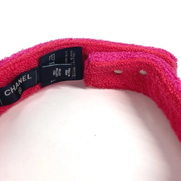 CHANEL 20C logo Hat Pile Visor Sun visor cotton pink - Picture 8 of 16